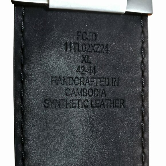 New Tommy Hilfiger Belt Brown Mens XL Gunmetal Buckle Synthetic Leather 1.5" W - Picture 8 of 11